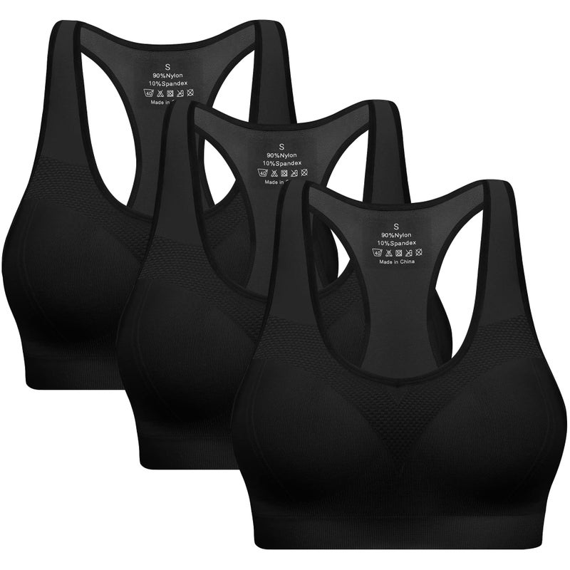 BHRIWRPY Racerback Sports Bras for Women with Pads - High Impact Athletic Tank Tops for Yoga and Workout Brassieres Bra - Image 1