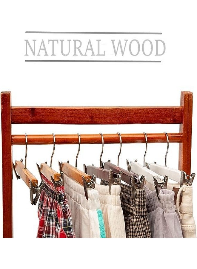 ginoya brothers Ginoya Brothers Wooden Pants Hangers Bottom Hanger Jeans Hanger Skirt Hanger with 2-Adjustable Anti-Rust Clips for Pants, Skirts, Clothes Anti-Rust Hook Best for wodrobe Decor. (Walnut, 20)  - Image 5