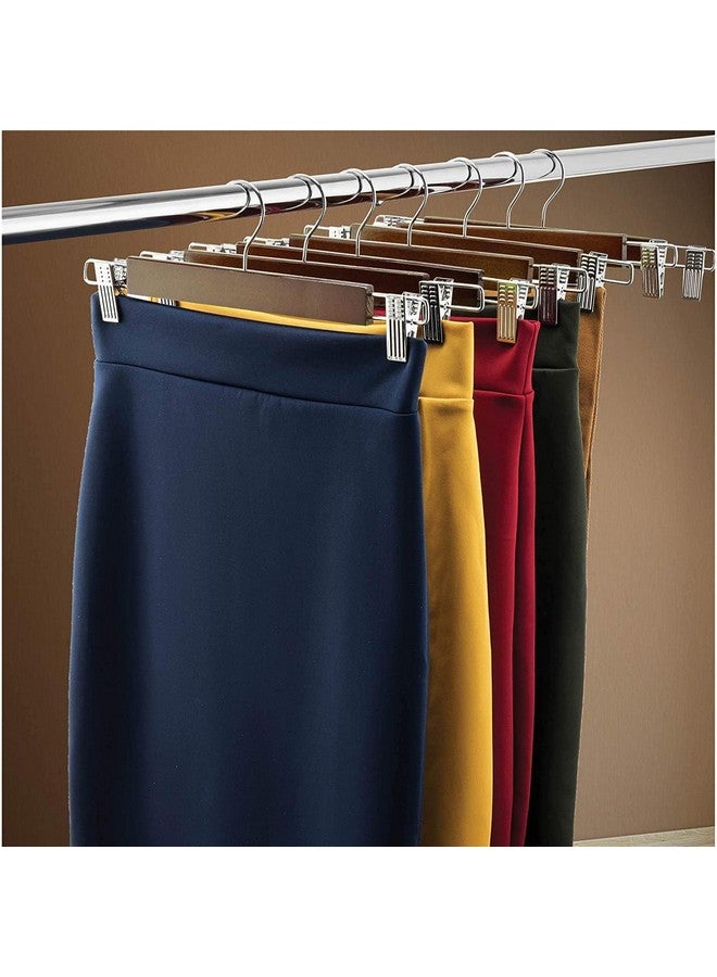 ginoya brothers Ginoya Brothers Wooden Pants Hangers Bottom Hanger Jeans Hanger Skirt Hanger with 2-Adjustable Anti-Rust Clips for Pants, Skirts, Clothes Anti-Rust Hook Best for wodrobe Decor. (Walnut, 20)  - Image 4