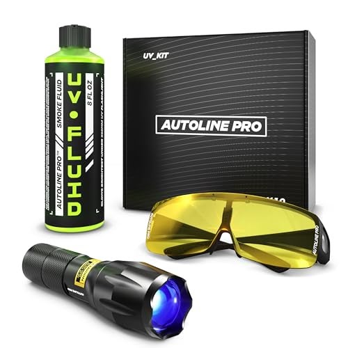 AutoLine Pro UV KIT for Smoke Machine Leak Detection with Brightest High Smoke Density UV Fluid UV Premium Adjustable Goggle and 395nm WAVELENGTH Ultraviolet UV Flashlight for EVAP Vacuum leaks - Image 1