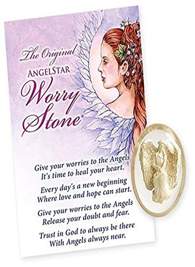 Angelstar Angel Star 8716 Courage Angel Worry Stone, 1-1/2", 1.5" H x 1.5" W, White - Image 1