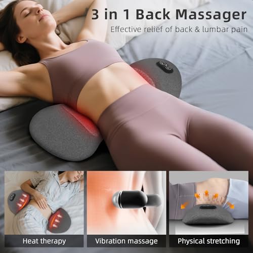 Lifiora 3-in-1 Back Massager with Heat & Vibration, Smooth Spine Triple Fusion Lumbar Support Pillow for Lower Back and Sciatica Pain Relief, Deep Tissue Relaxation for Bed or Office Chair - Image 2