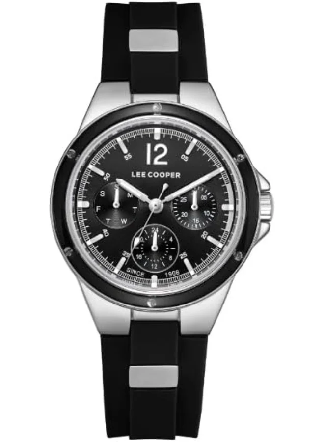 لي كوبر Lee Cooper Lc08099.351 Women Multi Function Display Watch & Silicone Strap Black