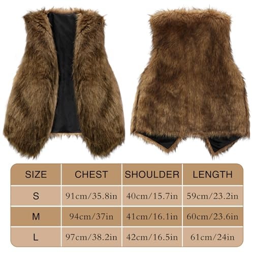 Suhine 3 Pcs Deer Costume Set Deer Antlers Headband with Ears Faux Fur Vest for Christmas Halloween Cosplay(Small) - Image 3