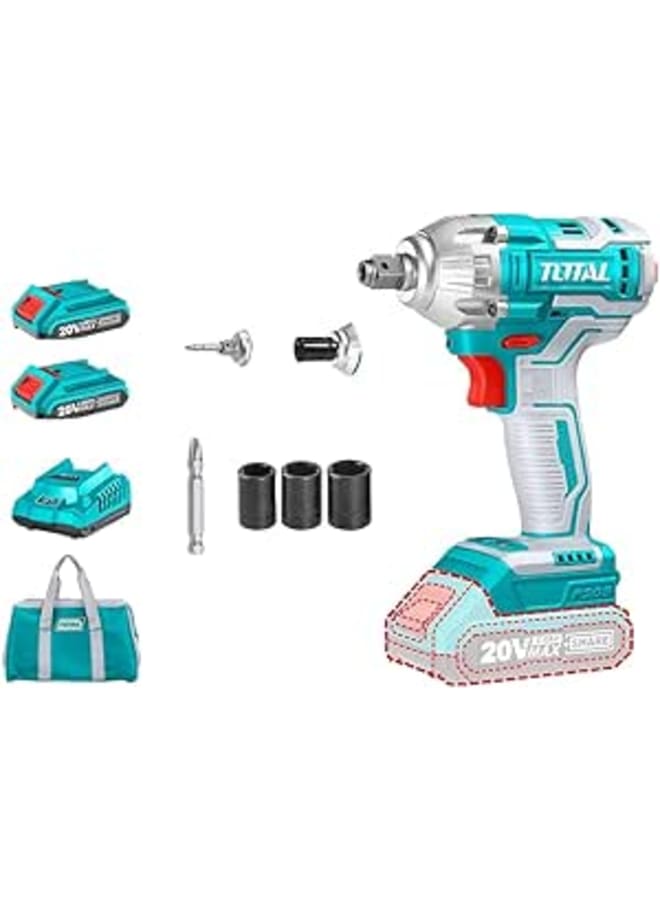Total Lithium-Ion cordless impact driver &wrench 220Nm Brushless motor 20V 2A - TIWLI20208