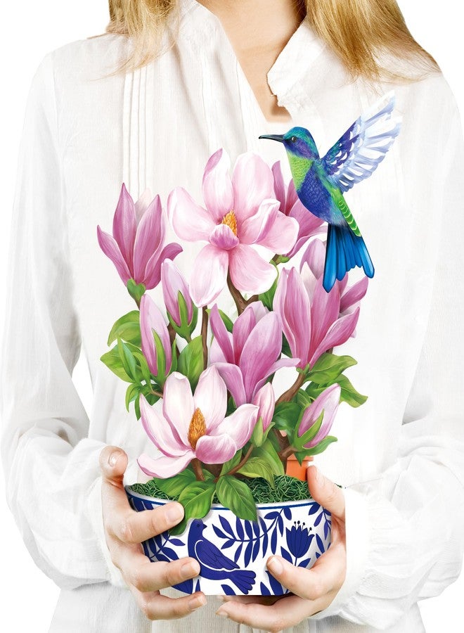 Airpark Pop Up Flower Card, 3D Greeting Card - Magnolia & Bird Design - for Mom, Friend - Ideal for Spring Birthday, Mother’s Day - Image 1