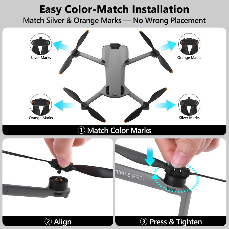 Betschkim 8-Pack Propellers for DJI Mini 5 Pro â€“ Low-Noise Precision-Balanced Drone Blades for Stable Flight, Lightweight Flexible Replacement Propellers with Quick-Release Design - Image 4