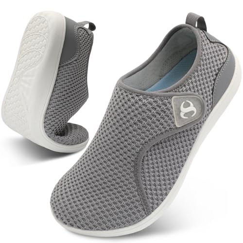 Scurtain Orthopedic Shoes for Women Diabetic Extra Wide Barefoot Walking Shoes Zero Drop Grounding Shoe Comfortable Neuropathy Bunion Edema Pregnancy Maternity Shoes Size 8.5 Grey - Image 1