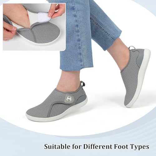Scurtain Orthopedic Shoes for Women Diabetic Extra Wide Barefoot Walking Shoes Zero Drop Grounding Shoe Comfortable Neuropathy Bunion Edema Pregnancy Maternity Shoes Size 8.5 Grey - Image 5