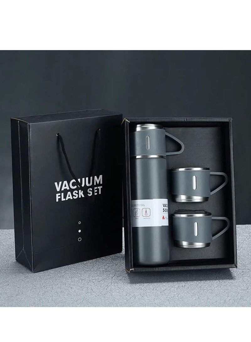 Vacuum Flask Set - Insulated Water Bottle w/ 3 Cups Gift Set - Multicolor - Image 2