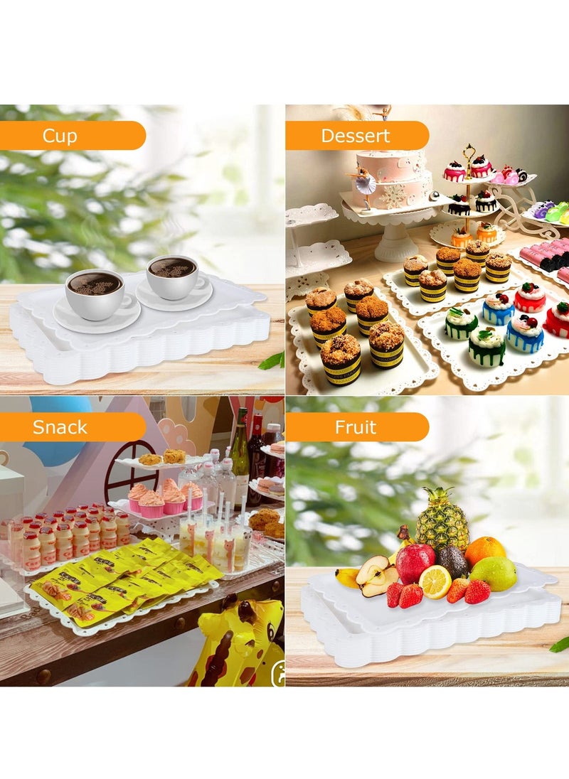 12 Pcs Plastic Serving Trays for Food, 14.5 x 9.3 Inch Food Platter Tray for Party, Plastic Party Serving Trays for Fruit Snack Dessert Tea Coffee - Image 2