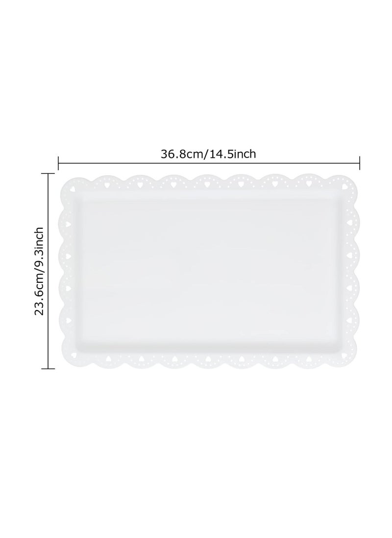 12 Pcs Plastic Serving Trays for Food, 14.5 x 9.3 Inch Food Platter Tray for Party, Plastic Party Serving Trays for Fruit Snack Dessert Tea Coffee - Image 3