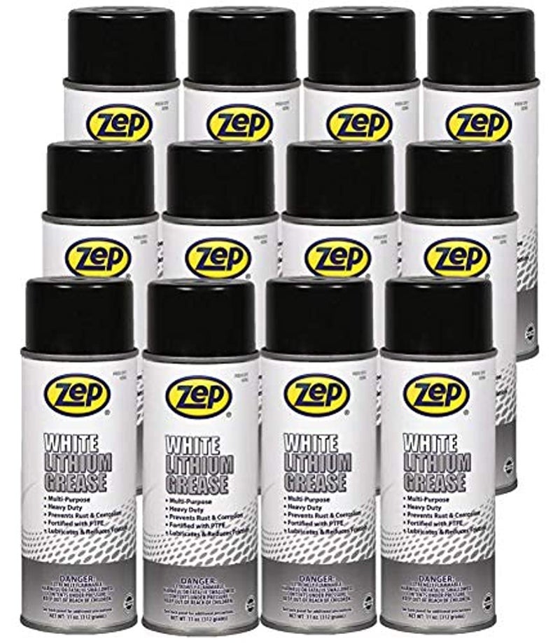 Zep White Lithium Grease 11 oz 331701 Case of 12 Multipurpose Aerosol Lubricant for All Metal to Metal Applications