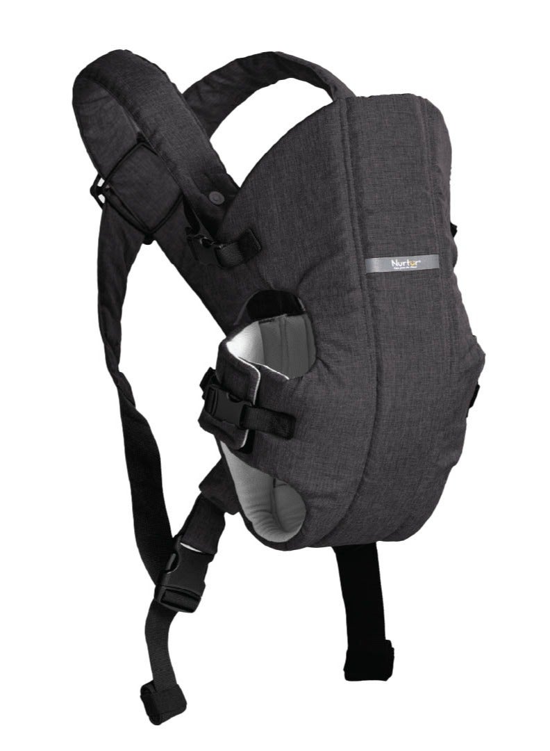 Nurtur Dove Deluxe Infant Baby Carrier – Premium Fabric, Dual-Facing Comfort, Adjustable Cushioned Straps, & Built-In Baby Bib - Black  - Image 2