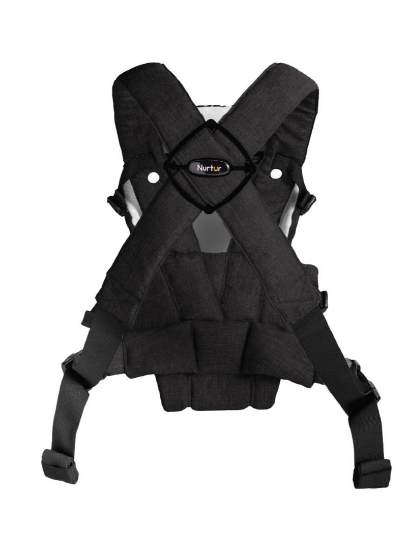 Nurtur Dove Deluxe Infant Baby Carrier – Premium Fabric, Dual-Facing Comfort, Adjustable Cushioned Straps, & Built-In Baby Bib - Black  - Image 3