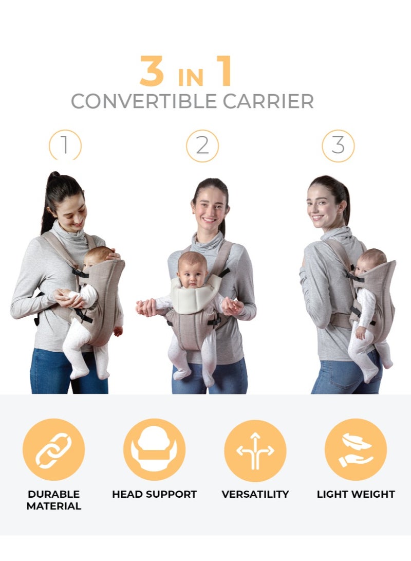Nurtur Dove Deluxe Infant Baby Carrier – Premium Fabric, Dual-Facing Comfort, Adjustable Cushioned Straps, & Built-In Baby Bib - Black  - Image 5
