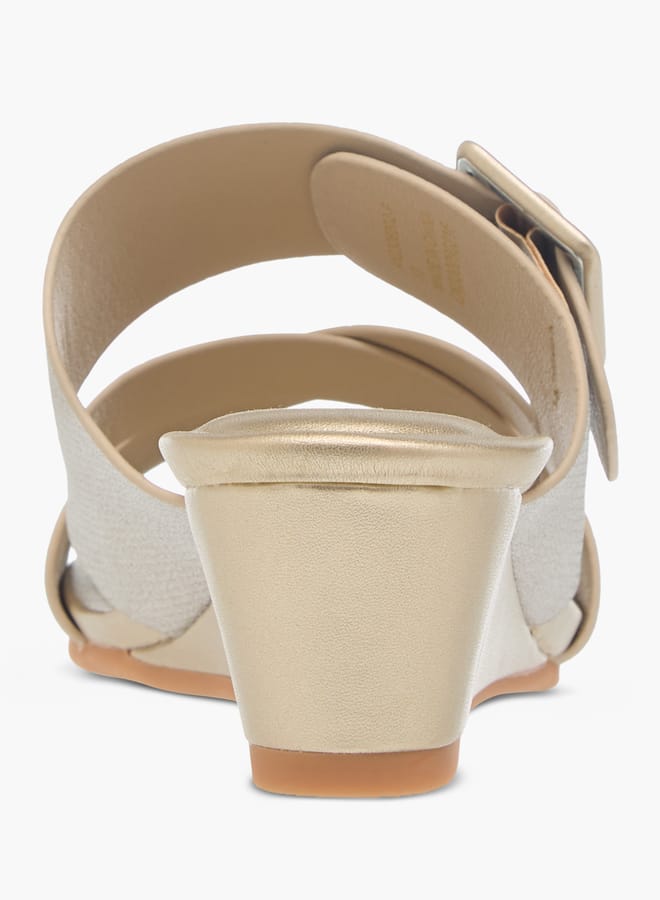 Flora Bella By Shoexpress Womens Textured Slip-On Sandals With Wedge Heels  - Image 5