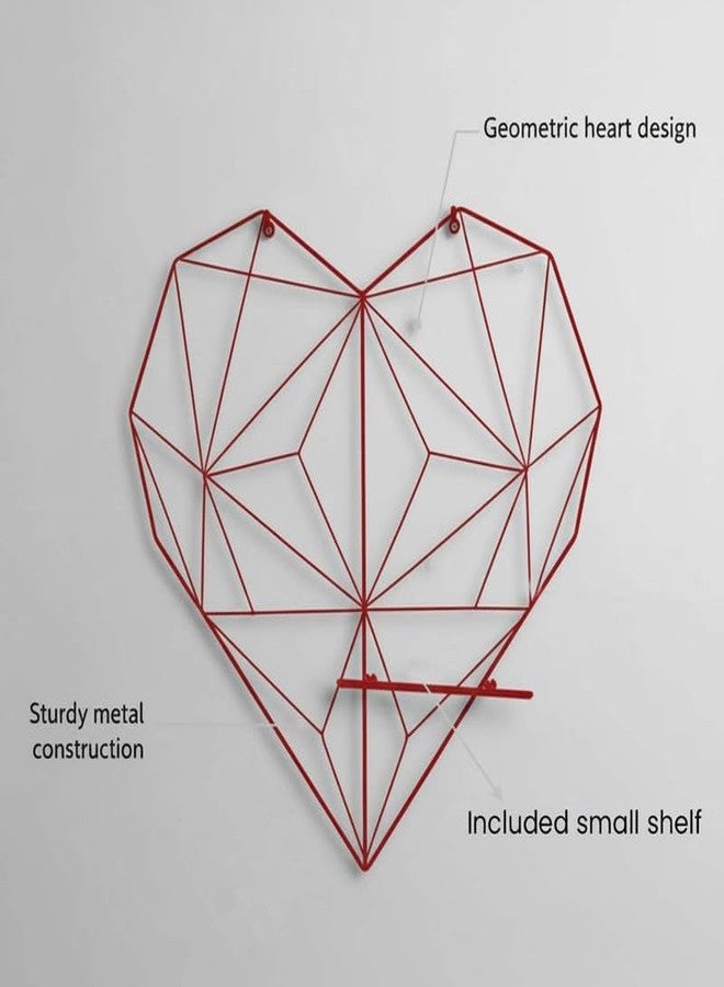 Bianco Valentine’s Day Gift for Girlfriend | Heart Shape Metal Wall Photo Grid with Shelf Red | Valentine Day Decoration for Home, Bedroom & Living Room | Romantic Couple Gift Décor for Memories - Image 5