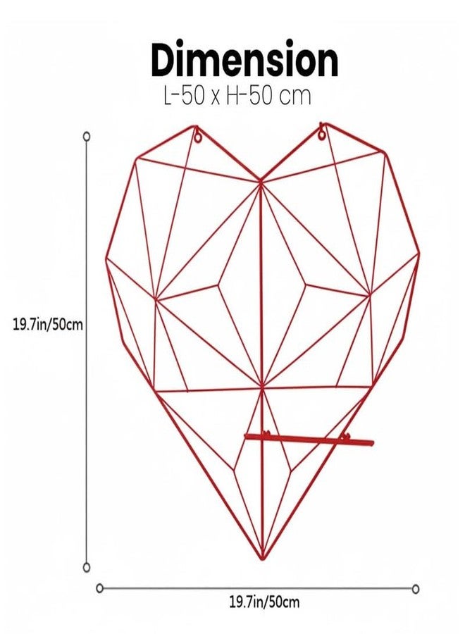 Bianco Valentine’s Day Gift for Girlfriend | Heart Shape Metal Wall Photo Grid with Shelf Red | Valentine Day Decoration for Home, Bedroom & Living Room | Romantic Couple Gift Décor for Memories - Image 3