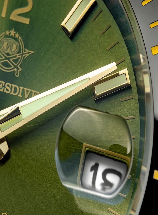 ADDIESDIVE Automatic Diver Watches for Men NH35A/8215 Movement Sapphire Rotating Bezel Luminous 200 M Waterproof Easy to Read with Large Number Mens Diver's Watch, green 2505 - Image 5