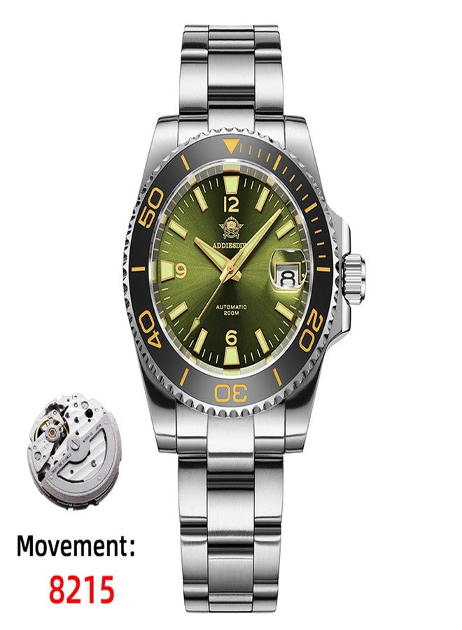 ADDIESDIVE Automatic Diver Watches for Men NH35A/8215 Movement Sapphire Rotating Bezel Luminous 200 M Waterproof Easy to Read with Large Number Mens Diver's Watch, green 2505 - Image 2