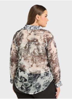 Ella Plus Print Button Down Shirt  - Image 2