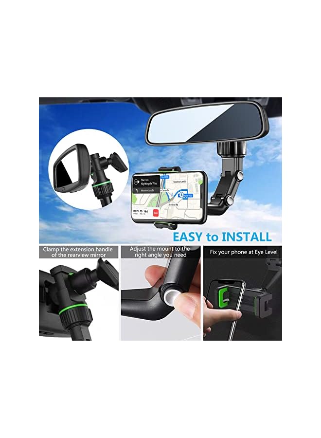 Green Tiger Rearview Mirror Phone Mount Holder, 360° Rotating, Multifunctional, Universal for All Smartphones, Car Phone Holder - Image 5