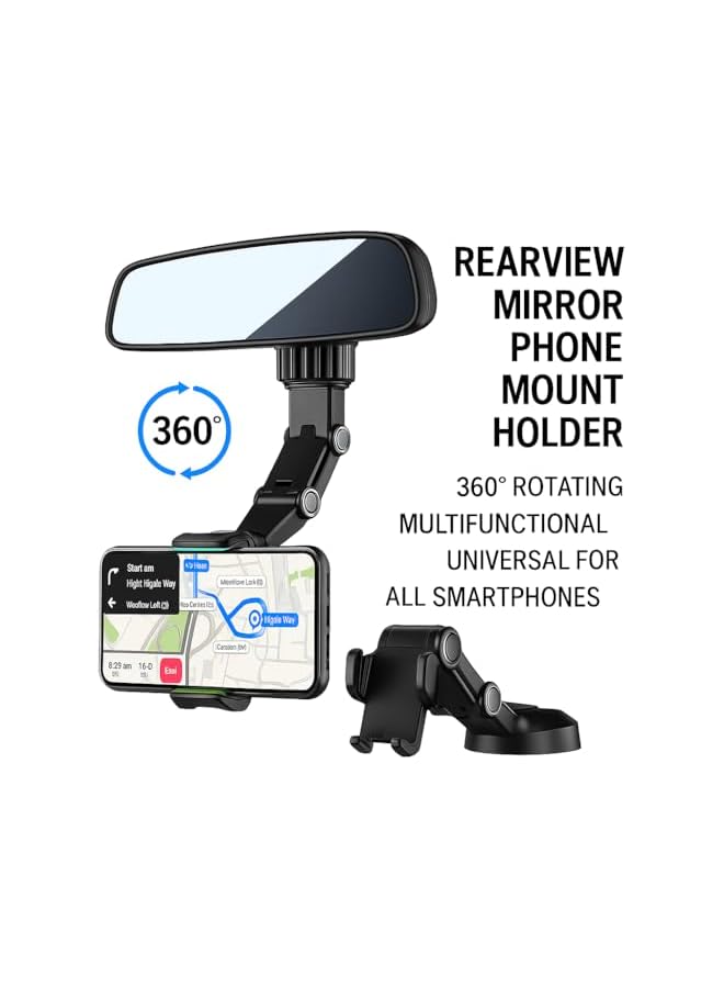 Green Tiger Rearview Mirror Phone Mount Holder, 360° Rotating, Multifunctional, Universal for All Smartphones, Car Phone Holder - Image 2