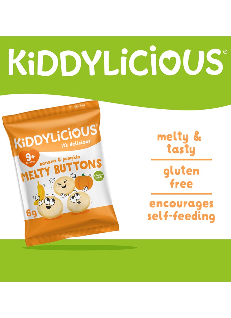 Kiddylicious أزرار الموز والقرع الذائبة اللذيذة من كيديليشس وجبات خفيفة للأطفال مناسبة من 9 أشهر فما فوق - 30 جرام (5x6 جرام) - Image 3