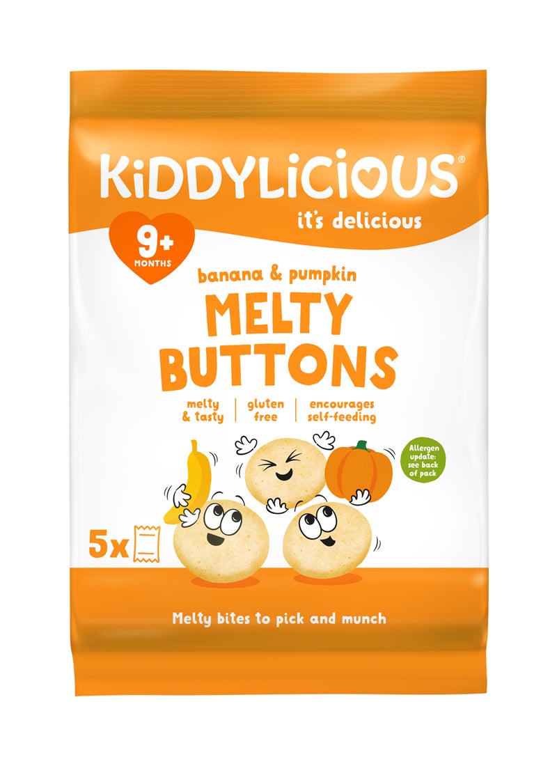 Kiddylicious أزرار الموز والقرع الذائبة اللذيذة من كيديليشس وجبات خفيفة للأطفال مناسبة من 9 أشهر فما فوق - 30 جرام (5x6 جرام) - Image 1