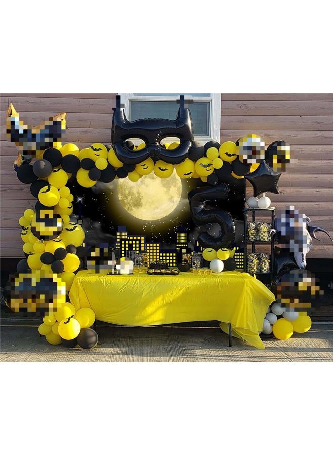 CINRAY Super City Superhero Backdrop for Photography 7x5FT Yellow Full Moon Skyline Cityscape Theme Photo Background Baby Shower Boys Birthday Party Cake Table Decoration Banner Props (84x60 inch) - Image 5