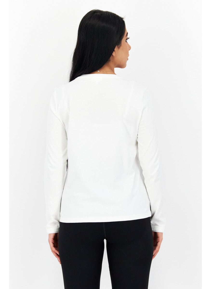 s.Oliver Women Round Neck Long Sleeves Printed Top, White Combo  - Image 4