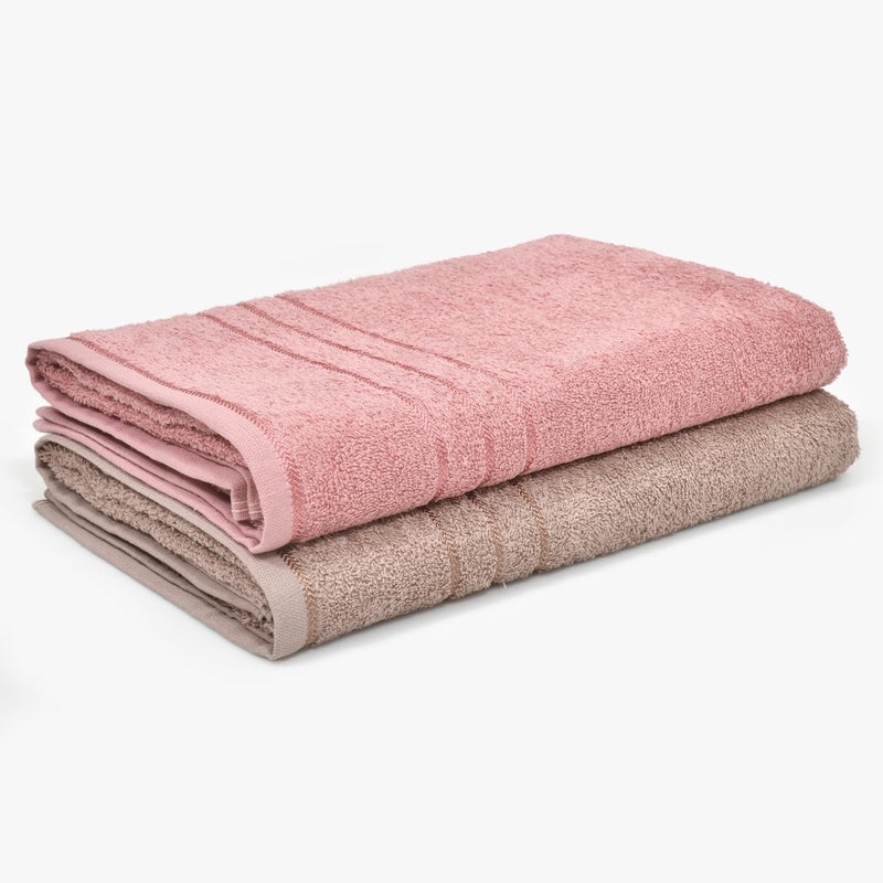 haus kinder 100 Cotton Bath Towel Set of 2 with Low Twist 340 GSM Ultra Absorbent Quick Dry Super Soft Large Size Towels for Men and Women 140 X 70 cm Roe Buck Dusty Rose