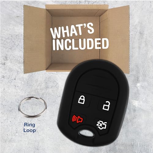 KeylessOption Key Fob Cover Replacement for 2007 2008 2009 2010 2011 2012 2013 2014 2015 2016 2017 2018 2019 Ford Edge Escape Explorer Flex Focus Fusion Mustang Taurus Remote Silicone, 4-Button - Image 2