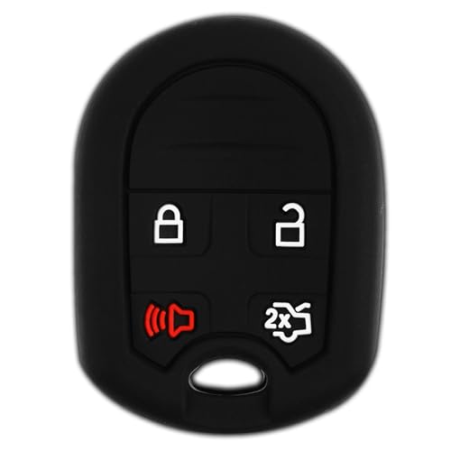 KeylessOption Key Fob Cover Replacement for 2007 2008 2009 2010 2011 2012 2013 2014 2015 2016 2017 2018 2019 Ford Edge Escape Explorer Flex Focus Fusion Mustang Taurus Remote Silicone, 4-Button - Image 1