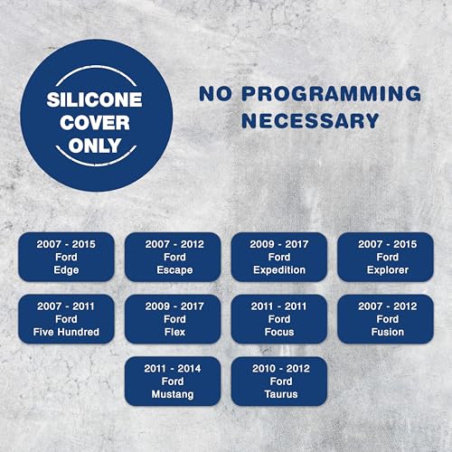 KeylessOption Key Fob Cover Replacement for 2007 2008 2009 2010 2011 2012 2013 2014 2015 2016 2017 2018 2019 Ford Edge Escape Explorer Flex Focus Fusion Mustang Taurus Remote Silicone, 4-Button - Image 3