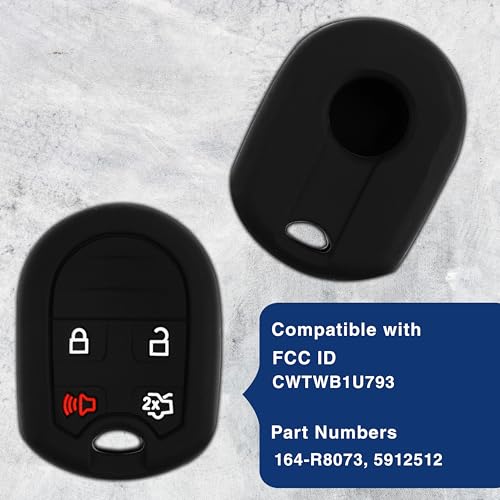 KeylessOption Key Fob Cover Replacement for 2007 2008 2009 2010 2011 2012 2013 2014 2015 2016 2017 2018 2019 Ford Edge Escape Explorer Flex Focus Fusion Mustang Taurus Remote Silicone, 4-Button - Image 4