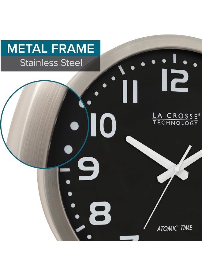 La Crosse Technology La Crosse Technology WT3161BK 16 Inch Stainless Steel Atomic Clock Analog Silver  - Image 5