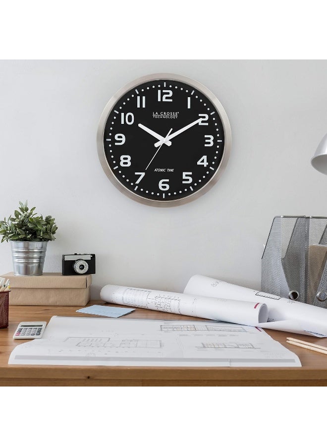 La Crosse Technology La Crosse Technology WT3161BK 16 Inch Stainless Steel Atomic Clock Analog Silver  - Image 3