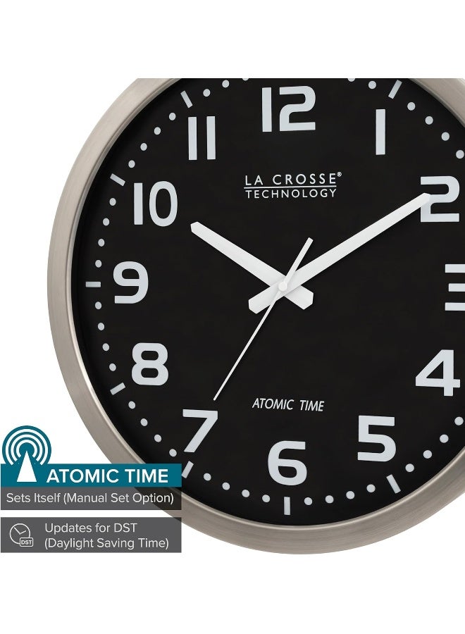 La Crosse Technology La Crosse Technology WT3161BK 16 Inch Stainless Steel Atomic Clock Analog Silver  - Image 2