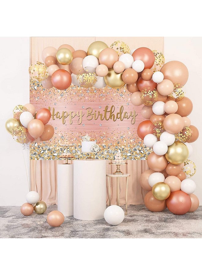 BUTEN Happy Birthday Backdrop 8X6Ft Diamonds Shining Bokeh Pink And Gold Dot Glitter Sparkle Photography Background For Women Girls Lady Sweet Party Decorations Photo Props  - Image 2