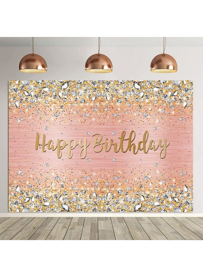 BUTEN Happy Birthday Backdrop 8X6Ft Diamonds Shining Bokeh Pink And Gold Dot Glitter Sparkle Photography Background For Women Girls Lady Sweet Party Decorations Photo Props  - Image 3