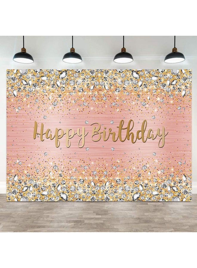 BUTEN Happy Birthday Backdrop 8X6Ft Diamonds Shining Bokeh Pink And Gold Dot Glitter Sparkle Photography Background For Women Girls Lady Sweet Party Decorations Photo Props  - Image 5