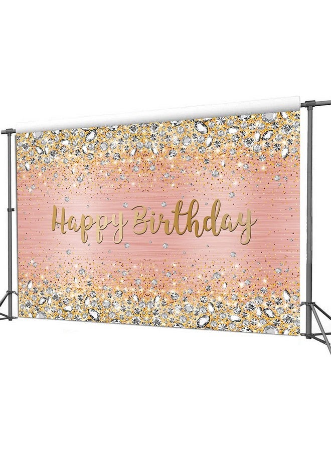BUTEN Happy Birthday Backdrop 8X6Ft Diamonds Shining Bokeh Pink And Gold Dot Glitter Sparkle Photography Background For Women Girls Lady Sweet Party Decorations Photo Props  - Image 4