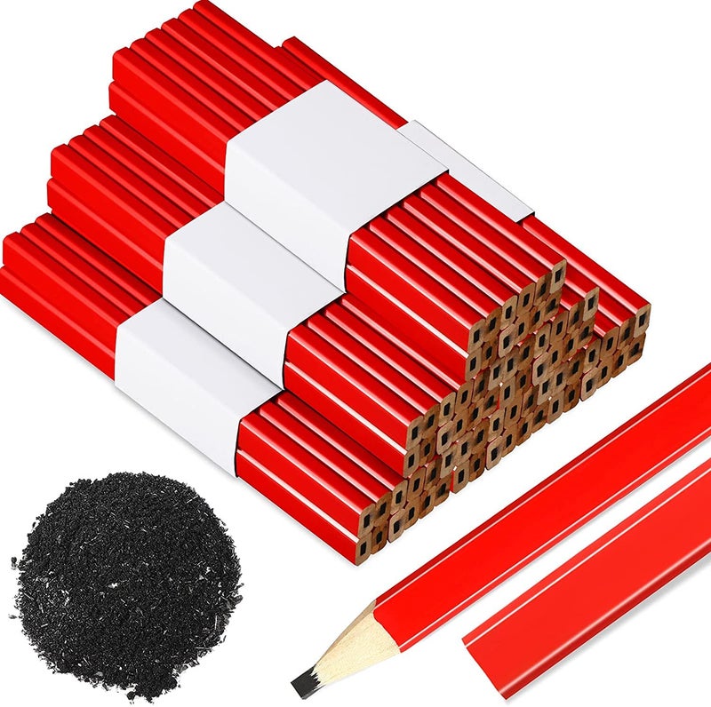 KAHEIGN 72Pcs Flat Carpenter Pencils, 17CM Medium Hard Graphite Lead Natural Wood Cased Pencils for Builders - Image 1