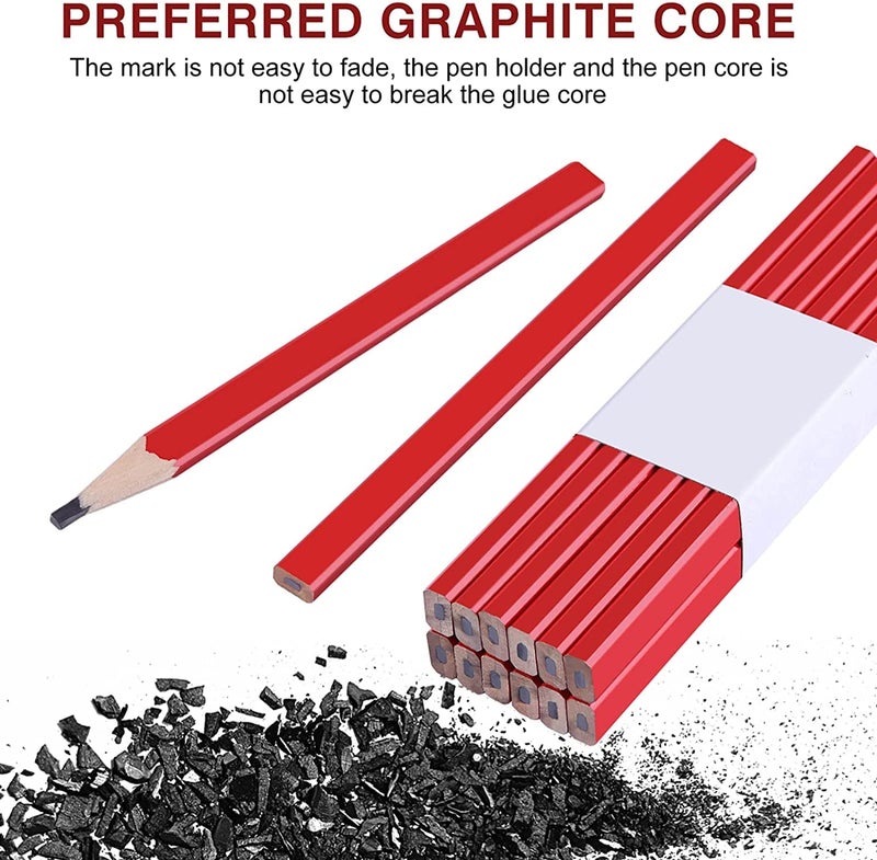 KAHEIGN 72Pcs Flat Carpenter Pencils, 17CM Medium Hard Graphite Lead Natural Wood Cased Pencils for Builders - Image 2