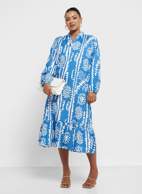 Printed Cotton Midi Dress