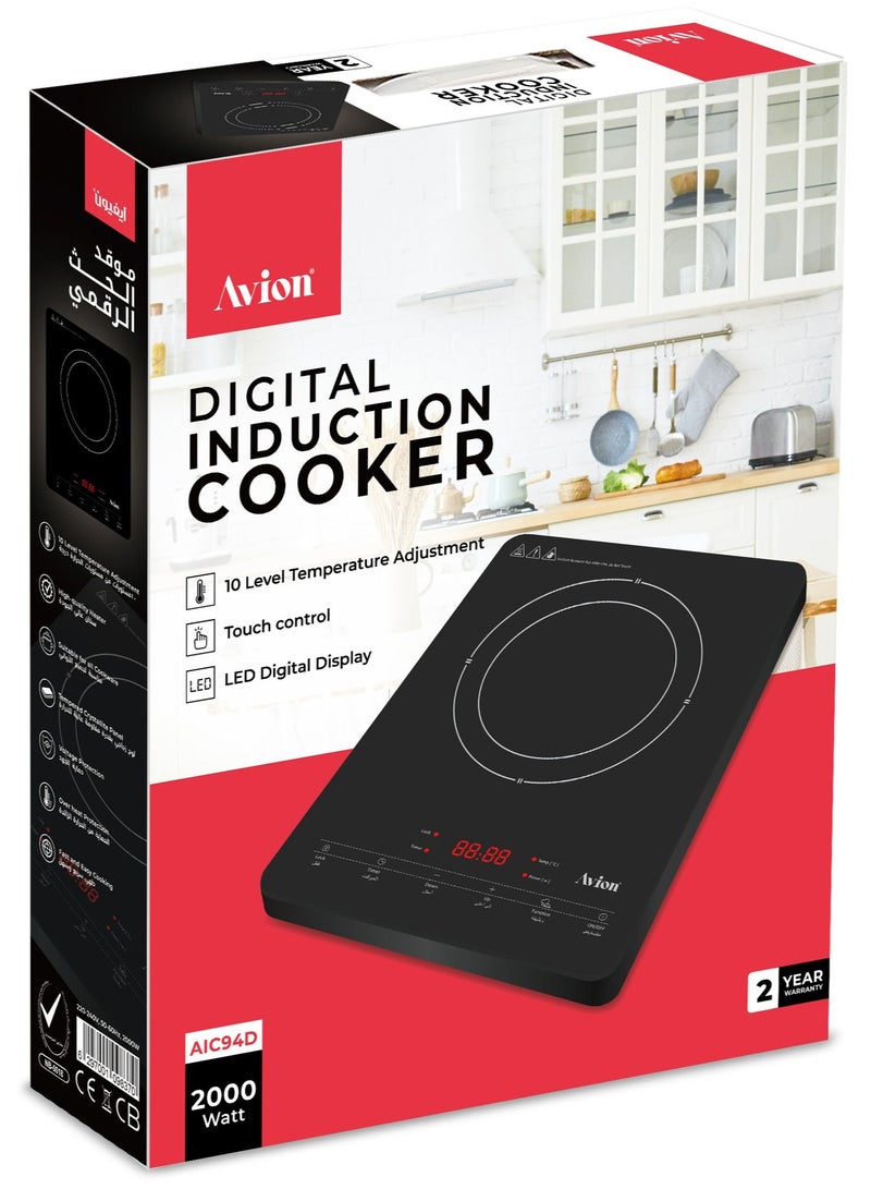 Avion Digital Induction Cooker | 10Level Temperature Adjustment | Touch Control | LED Digital Display - Image 4