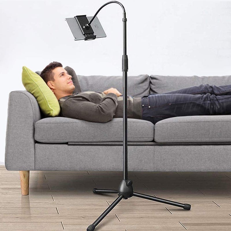 Hold Up حامل موبايل طاولة كسولة بارتفاع 2.1م، حامل أرضي متنقل مع قاعدة قابلة للتعديل وذراع مرن قابل للتعديل بزاوية 360° لمشاهدة الترفيه والتصوير الفوتوغرافي والفيديو - Image 4