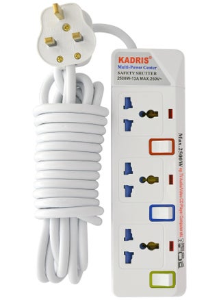 Power Strips 913 Heavy Duty Extension Cord with 3 way Outlets with individual switch, Charging Socket with 5 meter Heat resistant  Extension Cord (White) - pzsku/Z5980FCF109FFCC358BA4Z/45/_/1729497698/554bef79-94a1-4615-9bd0-568f22aedbc2